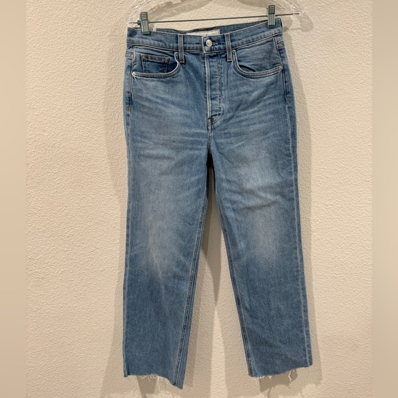 Frank & Eileen Monaghan Button Fly High Rise Raw Hem Straight Leg Mom Jeans 28 - Picture 4 of 14